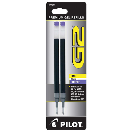 PILOT G2 77244 Pen Refill, Gel, Purple Pack, 2PK PIL77244